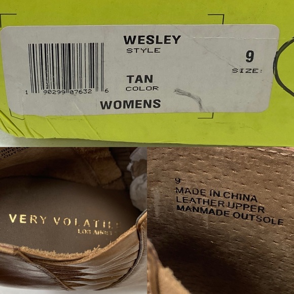 Very Volatile Wesley Style Tan Booties Size 9 New - Picture 8 of 9
